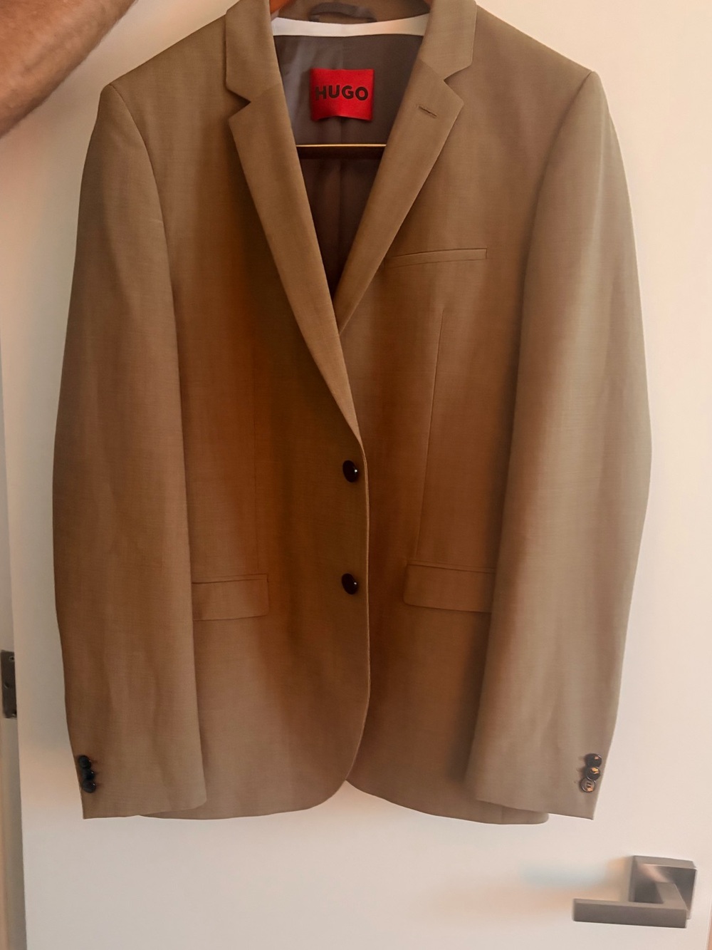 HUGO Men's Light Brown/Tan Single-Breasted Blazer